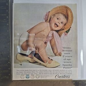 Carter's Spanky Pants  Ad Print with Baby Straw Hat Shoes